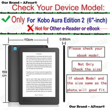 Funda Pu usnje, usnjeni ovitek za capa Rakuten Kobo Aura 2 New Edition 6 inch odslej Primeru magnetni flip uporabite za kobo aura 2016