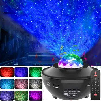 Galaxy Zvezdnato Nebo Projektor Noč Lučka LED Star Projektor Noč Svetlobe Ocean Val Projektor Glasovni Nadzor Predvajalnik Glasbe Otroci Darilo