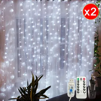 Garland Zavese 3Mx3M Pravljice Lučke novoletne Lučke Notranjo Festoon LED Luči Garland LED Božični Okraski za Dom