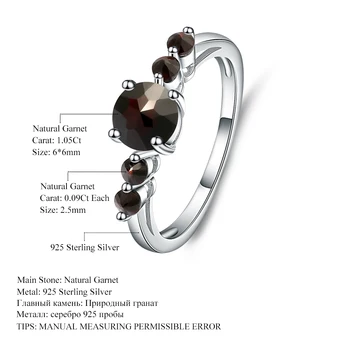 GEM JE BALET Naravno Črno Granat Gemstone Prstan Resnično 925 Sterling Silver Obroči Za Ženske, Darilo Modni Nakit Letnik