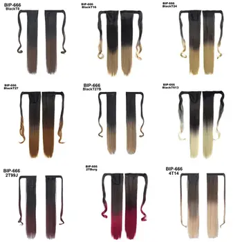 Girlshow Zaviti Čop posnetek na Nevidno Naravnost HairPiece toplote dokaz, sintetičnih čop Dve toni ombre lase 1pc