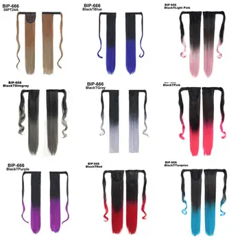Girlshow Zaviti Čop posnetek na Nevidno Naravnost HairPiece toplote dokaz, sintetičnih čop Dve toni ombre lase 1pc