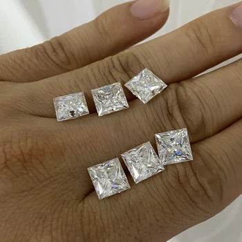 GRA Potrdilo 7x7mm Princesa Cut Binkoštni Diamond Moissanite Kamen 1.88 Karat Za Poročni Prstan