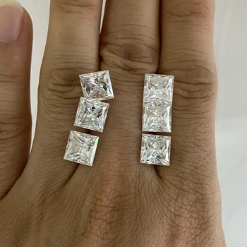 GRA Potrdilo 7x7mm Princesa Cut Binkoštni Diamond Moissanite Kamen 1.88 Karat Za Poročni Prstan
