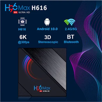 H96 Max H616 Android 10 TV Box Allwinner 4GB 32GB 64GB Rom 2.4 G 5G Wifi, Bluetooth, 6K Google Play, Youtube Netfilx Vs TX6S