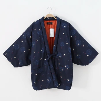 Haori Ženske Na Japonskem Slogu Pozimi Kimono Jopico Bombaž Femme Yukata Letnik Folk Stil Azijskih Oblačila Pižamo Hanten Ženske