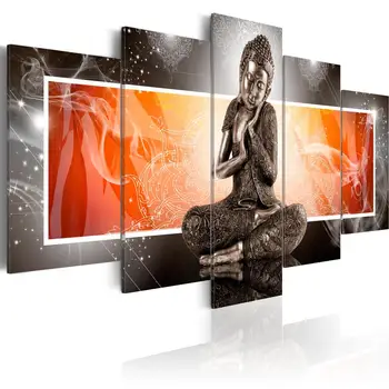 HD Vroče Prodajo Fashion Wall Art Platno Slikarstvo 5 Kosov Diamond Buda Zen Meditacija Krajine Slap Sodobno Dekoracijo Doma
