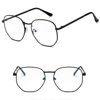 Heksagonova Srebro Jasno Očal Okvir Moških 2020 Retro Kratkovidnost Optični Ponaredek Eye Glasses Okvir Ženske Oculos lunette de vue homme