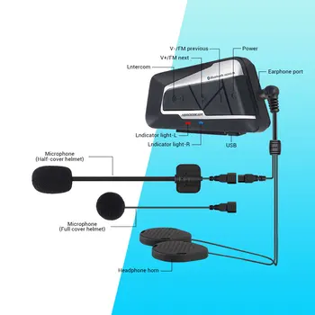 HEROBIKER 2 Določa 1200M BT Motoristična Čelada Interkom Vodotesno Brezžično Bluetooth Moto Slušalke Interfonski FM Radio za 2 s poniji