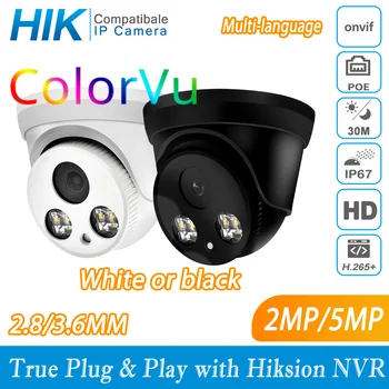 Hikvision Združljiv ColorVu 5MP kamero Dome POE IP Fotoaparat 8MP Home Security CCTV Kamere 1080P IR 30 m ONVIF H. 265 P2P Plug&play IPC