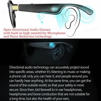 IPX4 Nepremočljiva sončna Očala Bluetooth Odprite Directional Avdio Očala Stereo Zvočnik Mikrofon za iPhone Huawei Xiaomi Pametna Očala