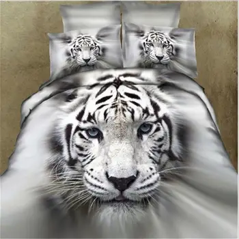 J Kos/4pcs Moda J D Veren White Tiger Bombaža Posteljni Set Rjuhe Kritje Posteljo Stanja z Pillowcases Twin Kraljica Kralj Velikost J 0E