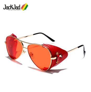 JackJad 2020 Moda Letnik SteamPunk Pilotni Slog, Sončna Očala Usnje Strani Ščit Blagovno Znamko Design Sončna Očala Oculos De Sol 2029