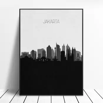 Jakarta Skyline Platno, Slikarstvo, Umetnost, Tiskanje Plakatov Sliko Steno Sodoben Minimalističen, Spalnica, Dnevna Soba Dekoracijo