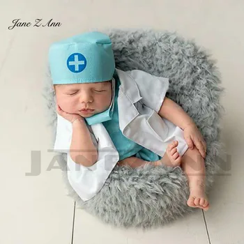 Jane Z Ann Novorojenčka fotografija temo oblačila Malo Zdravnik kostum, modra, roza 6pcs nastavite klobuk vrh hlače outwear Masko stetoskop
