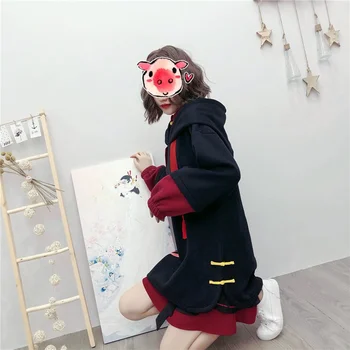 Japonski Lepe Street Fashion Ženske Hoodies Harajuku Kawaii Hooded Majica Sakura Vezenje Plus Žamet Puloverju Vrhovi FF2484