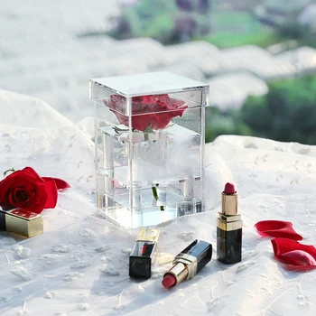 Jasno Akril Rose Cvet Polje Ličila Organizator Umetno Cvetlični Šopek Cvetlični Darilni embalaži Valentinovo Poroka Dekor