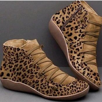 JAYHW Plus Velikost 35-43 Martin Škornji Ženske Antilop Leopard Barva Priložnostne Čevlji Toplo Ravno Ženska Kratka Čevlji