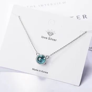 Jellystory novo 925 sterling srebrni nakit ogrlica z okrogle oblike, temno modra obesek za ženske poročne obljube banket stranka