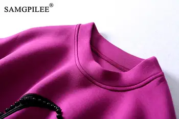 Jeseni leta 2020 Oblačila Za Ženske Priložnostne Prevelik Suknjič Bombaž Poln Rokav Pismo, Puloverji O-vratu Plus Velikost Jopice Za Ženske