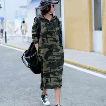 Jeseni Osnovne Hooded Obleko Trenirke Ženske Korejski Moda Prikrivanje Hoodies Nove Dolgo Outwear Plus Velikost Split Priložnostne Puloverji
