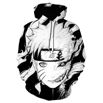 Jeseni, Pozimi Harajuku Anime Hoodies Naruto Atake Kakashi 3D Tiskanje Puloverju Majica Hip Hop Dolg Rokav Japonski Streetwea
