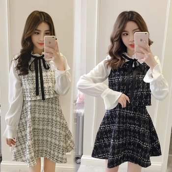 Jeseni, Pozimi Novo 2020 Vintage Obleke korejske Ženske Elegantne Stranka Obleko z Dolgimi Rokavi vzletno-pristajalne Steze Vestidos Belo Obleko Oblačila 721J