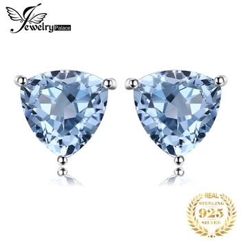 JewelryPalace 1.8 ct Resnično Modri Topaz Stud Uhani 925 Sterling Srebrni Uhani Za Ženske korejski Earings Modni Nakit 2021