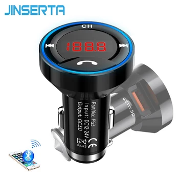 JINSERTA FM Oddajnik Bluetooth 4.1 kompletom za Prostoročno Car Audio MP3 Predvajalnik s hitrim polnjenjem 3.0 USB Avto Polnilec LED Zaslon