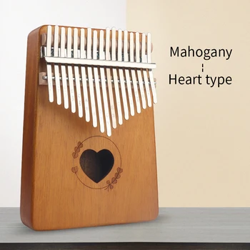 Kalimba 17 Tipke Palec Klavir Handguard Mahagoni Lesa Srce Oblika Z Učno Knjigo Iskanje Kladivo Glasbila