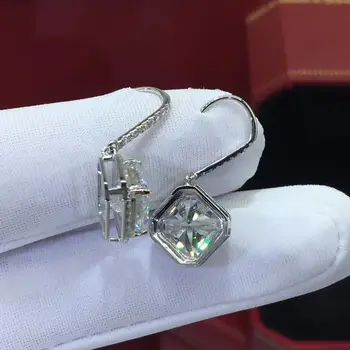 Kaplja vode 3ct Diamond cz Earrring Pravi 925 sterling srebro Posla Poročni Uhani Visijo za ženske Čar Stranka Nakit