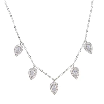 Kaplja čar AAA cz choker elegantno verige poročni dar vrh kakovosti 5pcs čar izjavo moda srebrne barve ogrlica