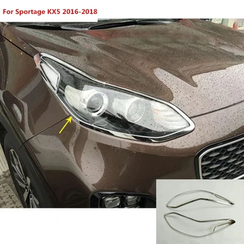 Karoserije spredaj vodja Svetlobe žarnice kapuco Modeliranje detektor okvir palico ABS Chrome trim del 2pcs za Kia Sportage KX5 2016 2017 2018