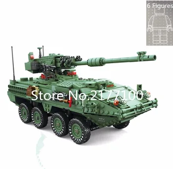 KAZI 10001 Vojaška Tehnika Serije The Stryker M1128 MGS Model Gradnik iz Klasične Moc Tank Izobraževalne Igrače za Otroke