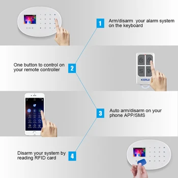 KERUI W20 Brezžično Smart Home WIFI GSM Varnostni Alarmni Sistem S 2,4-palčni TFT, občutljiv na Dotik RFID CardBurglar Alarm