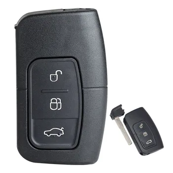 KEYECU 2 Kos/veliko Smart Remote Avto Ključ Lupini Primeru Fob 3 Gumb za Ford Focus Mondeo Galaxy, S-Max, C-Max