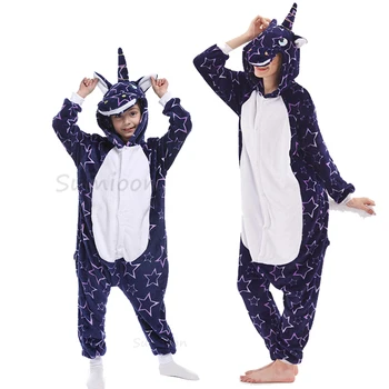 Kigurumi Ženske Samorog Mačka Onesies Unisex Pozimi Panda Onesies Otroci Pijamas Anime Noša Odraslih Flanela Sleepwear Pižami