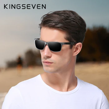 KINGSEVEN Moških Polarizirana sončna Očala Aluminija, Magnezija sončna Očala Vožnje Očala Pravokotnik Odtenkov Za Moške Oculos masculino Moški
