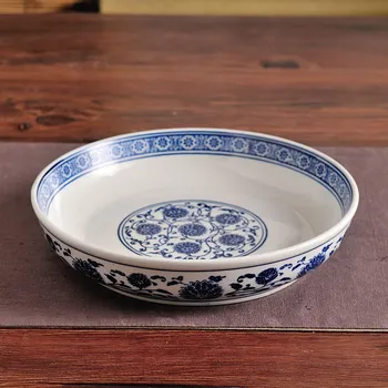 Kitajski Ustvarjalne Cvet Modre in Bele Porcelana Keramični Ploščici, Restavracija Gospodinjski Multi-velikost Starinsko Solata Ploščo Globoko Posodo