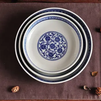 Kitajski Ustvarjalne Cvet Modre in Bele Porcelana Keramični Ploščici, Restavracija Gospodinjski Multi-velikost Starinsko Solata Ploščo Globoko Posodo