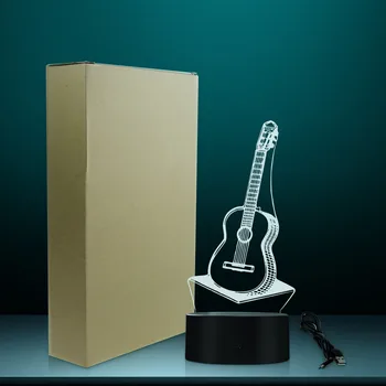 Kitara Doma Dekor LED Desk Noč Lahka Glasba Instrument 3D Vizualni Optične Iluzije, namizne Svetilke Darilo Za Glasbenik Ljubitelji Kitare