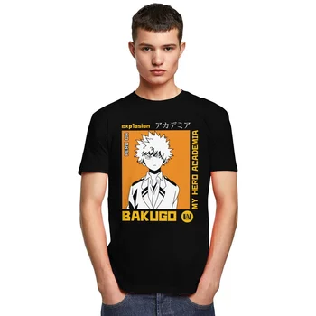 Klasična Boku Ni Junak Univerzami T-shirt Moški Kratek Rokav Anime Manga Katsuki Bakugo Tee Vrhovi Mehko Bombažno Grafični T Majice za Darilo