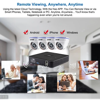 Klečeplazen 4CH NVR Kit CCTV kamer 4PCS 1MP/1.3 MP/2MP Dome Notranja IP Kamera P2P Video nadzorni Sistem HDMI Izhod Onvif