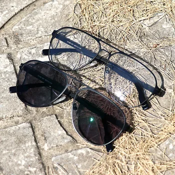 Končal Multifokalna Obravnavi Očala Moški Postopno Photochromic Presbyopia Očala Črna Kovinski Okvir Kovinski Ultra Lahka Gafas