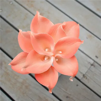Koralni Cvetje Pravi Dotik Calla Lilije Šopek Za Poroko Neveste Družice Corsage DIY Cvet nad 20colors izbor