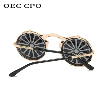 Kovinski Krog Steampunk Sončna Očala Ženske Modni Očala Človek Vetrnica Flip Zasnova Okvirja Smešno Vintage Sončna Očala Visoke Kakovosti O521 22292