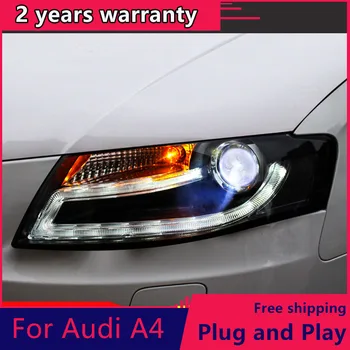 KOWELL Avto Styling za Audi A4 B8 Žarometi 2009-2012 A4L LED Smerniki LED DRL Bi Xenon Objektiv Visoke Nizko Žarka Parkirišče