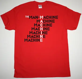 Kraftwerk Človek-Stroj Rdeča majica 1978 Elektro Pop Krautrock Devo Neu Top Moda Camiseta masculina Bombaž T srajce