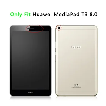 Kritje Primera Za Huawei Medijev Pad T3 8.0 Primeru Trdnih Slim Zložljiv Pokrov za Stojalo Smart Primeru Zajema PC Zaščitna + Film Pisalo