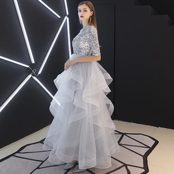 Ladybeauty Večerno Obleko 2019 Luksuzni Tiste Pol Rokav Večerne Sivo Stranke Obleke Haljo De Soiree Obleko